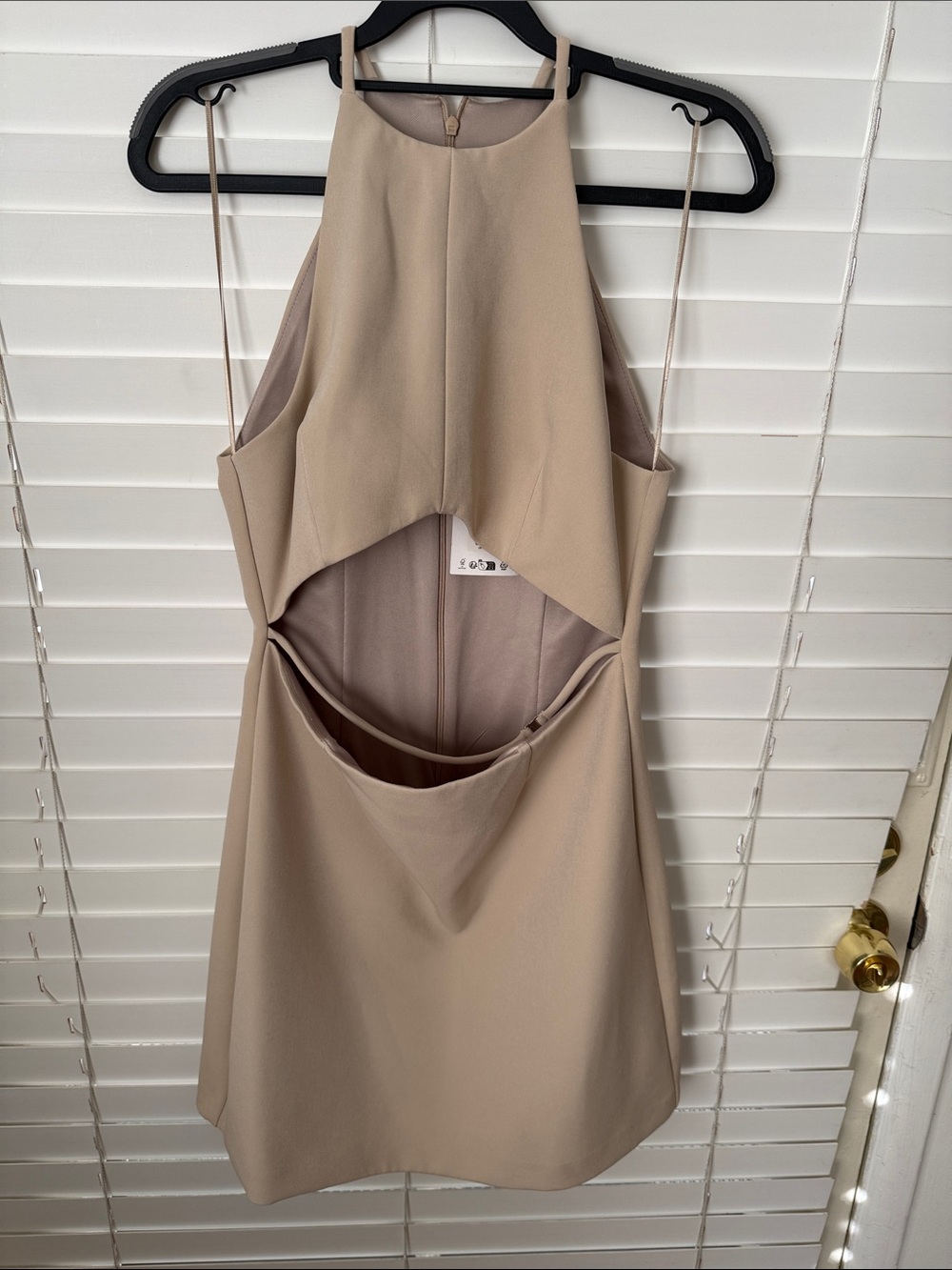 Zara Beige Cutout Halter Dress